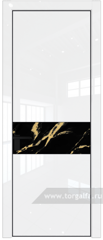 Дверь со стеклом ProfilDoors 17LA Нефи черный узор золото с профилем Черный матовый RAL9005 (Белый люкс)