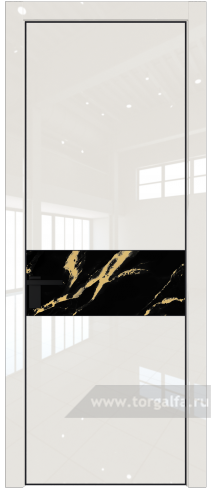 Дверь со стеклом ProfilDoors 17LA Нефи черный узор золото с профилем Черный матовый RAL9005 (Магнолия люкс)