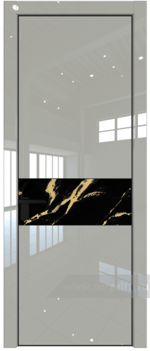 Дверь со стеклом ProfilDoors 17LA Нефи черный узор золото с профилем Черный матовый RAL9005 (Галька люкс)