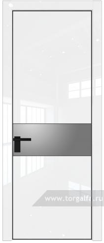 Дверь со стеклом ProfilDoors 17LA Lacobel Серебряный лак с профилем Черный матовый RAL9005 (Белый люкс)