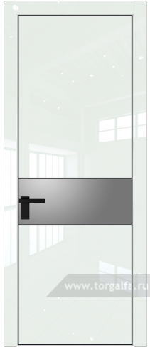 Дверь со стеклом ProfilDoors 17LA Lacobel Серебряный лак с профилем Черный матовый RAL9005 ( ДаркВайт люкс)