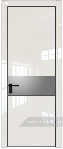 Дверь со стеклом ProfilDoors 17LA Lacobel Серебряный лак с профилем Черный матовый RAL9005 (Магнолия люкс)