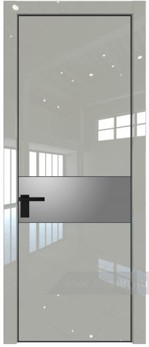 Дверь со стеклом ProfilDoors 17LA Lacobel Серебряный лак с профилем Черный матовый RAL9005 (Галька люкс)