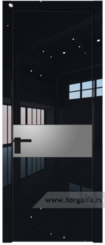 Дверь со стеклом ProfilDoors 17LA Lacobel Серебряный лак с профилем Черный матовый RAL9005 (Черный люкс)