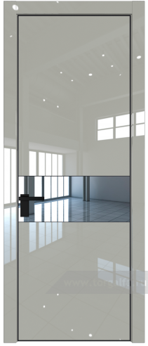 Дверь со стеклом ProfilDoors 17LA Зеркало с профилем Черный матовый RAL9005 (Галька люкс)