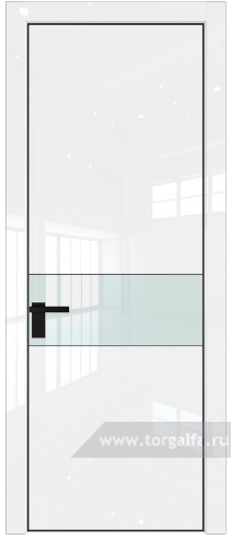 Дверь со стеклом ProfilDoors 17LA Lacobel Белый лак с профилем Черный матовый RAL9005 (Белый люкс)