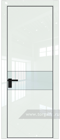 Дверь со стеклом ProfilDoors 17LA Lacobel Белый лак с профилем Черный матовый RAL9005 ( ДаркВайт люкс)