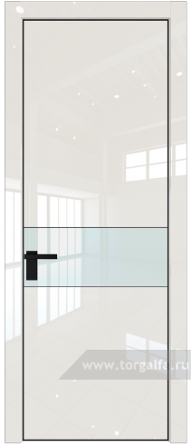 Дверь со стеклом ProfilDoors 17LA Lacobel Белый лак с профилем Черный матовый RAL9005 (Магнолия люкс)