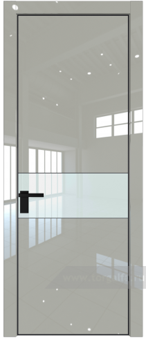 Дверь со стеклом ProfilDoors 17LA Lacobel Белый лак с профилем Черный матовый RAL9005 (Галька люкс)