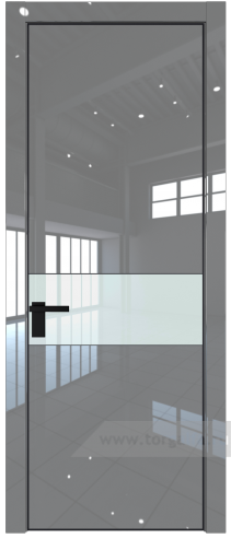 Дверь со стеклом ProfilDoors 17LA Lacobel Белый лак с профилем Черный матовый RAL9005 (Грей люкс)