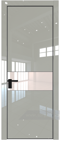 Дверь со стеклом ProfilDoors 17LA Lacobel Перламутровый лак с профилем Черный матовый RAL9005 (Галька люкс)