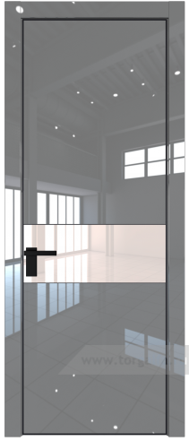 Дверь со стеклом ProfilDoors 17LA Lacobel Перламутровый лак с профилем Черный матовый RAL9005 (Грей люкс)