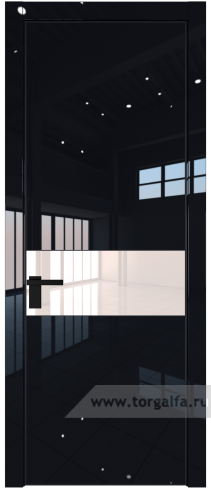Дверь со стеклом ProfilDoors 17LA Lacobel Перламутровый лак с профилем Черный матовый RAL9005 (Черный люкс)