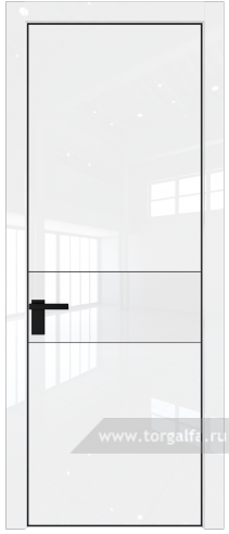 Дверь со стеклом ProfilDoors 17LA Лак классик с профилем Черный матовый RAL9005 (Белый люкс)