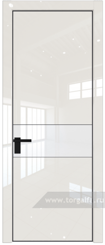 Дверь со стеклом ProfilDoors 17LA Лак классик с профилем Черный матовый RAL9005 (Магнолия люкс)