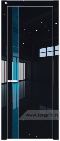Дверь со стеклом ProfilDoors 18LA Зеркало Blue с профилем Серебро (Черный люкс)