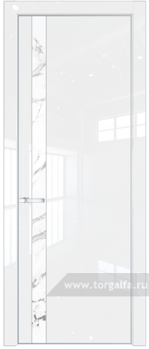 Дверь со стеклом ProfilDoors 18LA Нефи белый узор серебро с профилем Серебро (Белый люкс)