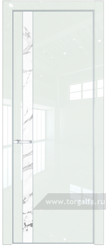 Дверь со стеклом ProfilDoors 18LA Нефи белый узор серебро с профилем Серебро ( ДаркВайт люкс)