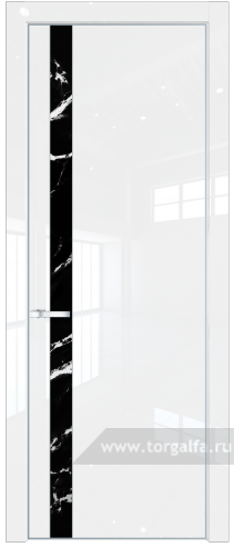 Дверь со стеклом ProfilDoors 18LA Нефи черный узор серебро с профилем Серебро (Белый люкс)