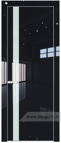 Дверь со стеклом ProfilDoors 18LA Lacobel Белый лак с профилем Серебро (Черный люкс)