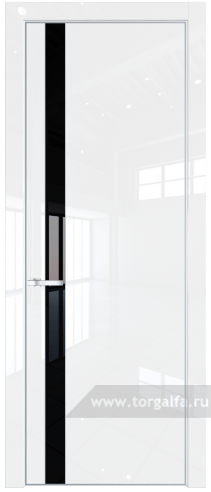 Дверь со стеклом ProfilDoors 18LA Lacobel Черный лак с профилем Серебро (Белый люкс)