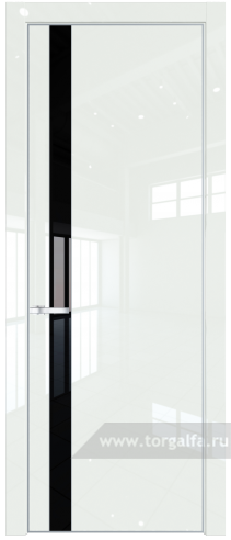 Дверь со стеклом ProfilDoors 18LA Lacobel Черный лак с профилем Серебро ( ДаркВайт люкс)