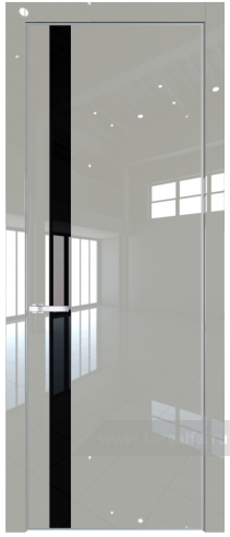 Дверь со стеклом ProfilDoors 18LA Lacobel Черный лак с профилем Серебро (Галька люкс)