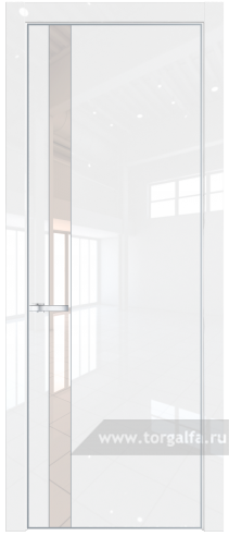 Дверь со стеклом ProfilDoors 18LA Lacobel Перламутровый лак с профилем Серебро (Белый люкс)