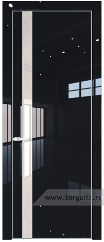 Дверь со стеклом ProfilDoors 18LA Lacobel Перламутровый лак с профилем Серебро (Черный люкс)