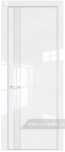 Дверь со стеклом ProfilDoors 18LA Лак классик с профилем Серебро (Белый люкс)