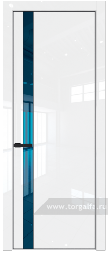 Дверь со стеклом ProfilDoors 18LA Зеркало Blue с профилем Черный матовый RAL9005 (Белый люкс)