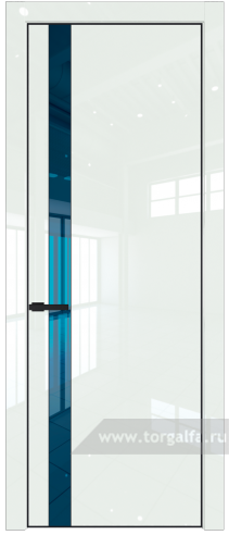 Дверь со стеклом ProfilDoors 18LA Зеркало Blue с профилем Черный матовый RAL9005 ( ДаркВайт люкс)