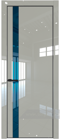 Дверь со стеклом ProfilDoors 18LA Зеркало Blue с профилем Черный матовый RAL9005 (Галька люкс)