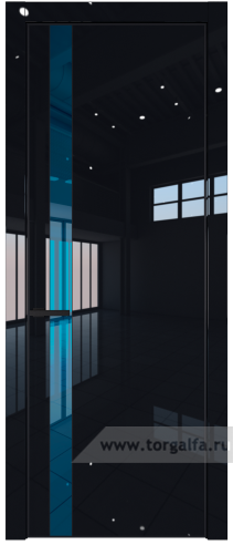Дверь со стеклом ProfilDoors 18LA Зеркало Blue с профилем Черный матовый RAL9005 (Черный люкс)