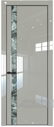 Дверь со стеклом ProfilDoors 18LA Атриум серебро с профилем Черный матовый RAL9005 (Галька люкс)