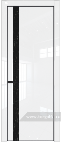 Дверь со стеклом ProfilDoors 18LA Неро мрамор с профилем Черный матовый RAL9005 (Белый люкс)