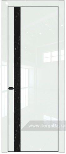 Дверь со стеклом ProfilDoors 18LA Неро мрамор с профилем Черный матовый RAL9005 ( ДаркВайт люкс)