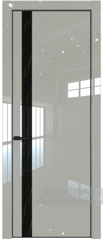 Дверь со стеклом ProfilDoors 18LA Неро мрамор с профилем Черный матовый RAL9005 (Галька люкс)