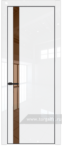 Дверь со стеклом ProfilDoors 18LA Зеркало Bronza с профилем Черный матовый RAL9005 (Белый люкс)