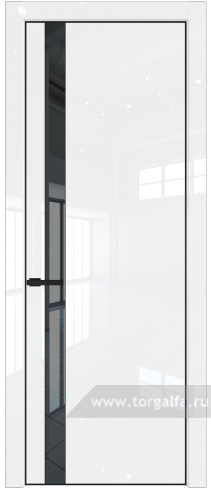 Дверь со стеклом ProfilDoors 18LA Зеркало Grey с профилем Черный матовый RAL9005 (Белый люкс)