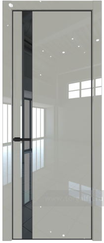 Дверь со стеклом ProfilDoors 18LA Зеркало Grey с профилем Черный матовый RAL9005 (Галька люкс)