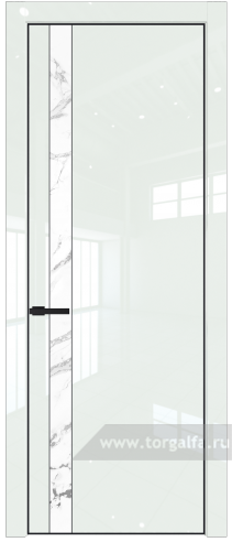 Дверь со стеклом ProfilDoors 18LA Нефи белый узор серебро с профилем Черный матовый RAL9005 ( ДаркВайт люкс)
