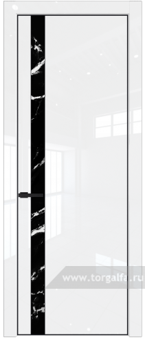 Дверь со стеклом ProfilDoors 18LA Нефи черный узор серебро с профилем Черный матовый RAL9005 (Белый люкс)