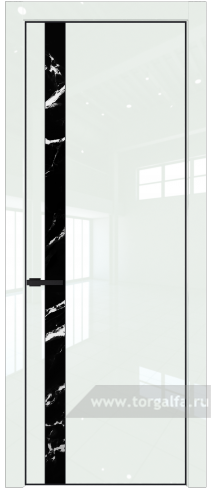 Дверь со стеклом ProfilDoors 18LA Нефи черный узор серебро с профилем Черный матовый RAL9005 ( ДаркВайт люкс)