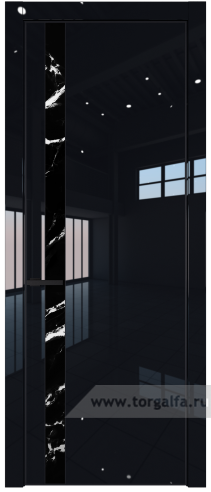 Дверь со стеклом ProfilDoors 18LA Нефи черный узор серебро с профилем Черный матовый RAL9005 (Черный люкс)