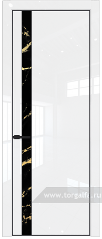 Дверь со стеклом ProfilDoors 18LA Нефи черный узор золото с профилем Черный матовый RAL9005 (Белый люкс)