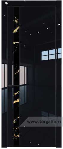 Дверь со стеклом ProfilDoors 18LA Нефи черный узор золото с профилем Черный матовый RAL9005 (Черный люкс)