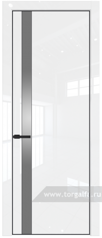 Дверь со стеклом ProfilDoors 18LA Lacobel Серебряный лак с профилем Черный матовый RAL9005 (Белый люкс)