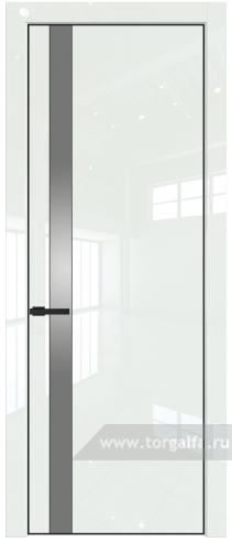 Дверь со стеклом ProfilDoors 18LA Lacobel Серебряный лак с профилем Черный матовый RAL9005 ( ДаркВайт люкс)