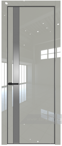 Дверь со стеклом ProfilDoors 18LA Lacobel Серебряный лак с профилем Черный матовый RAL9005 (Галька люкс)